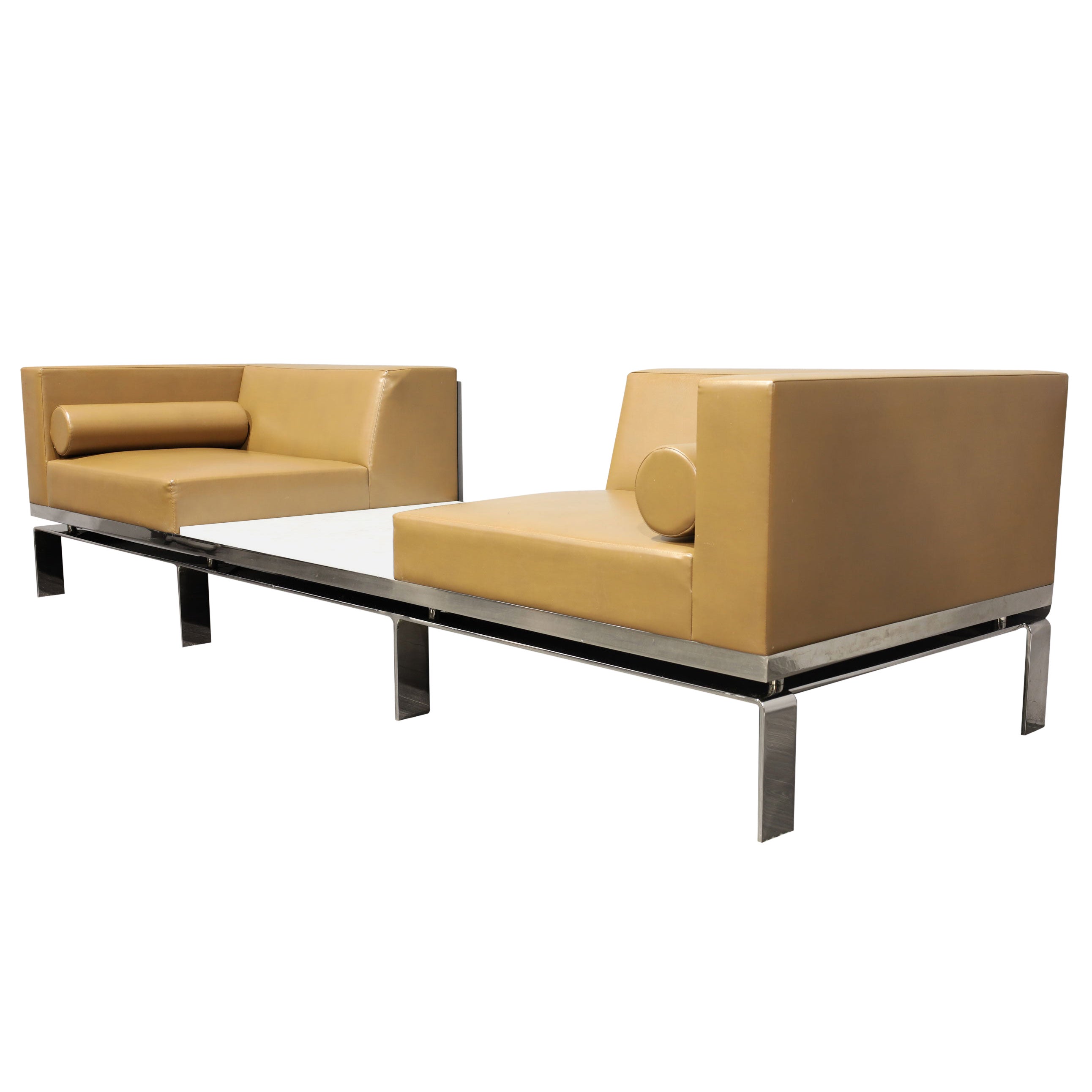 Martin Brattrud Leder-Sessel mit Marmortisch im Angebot