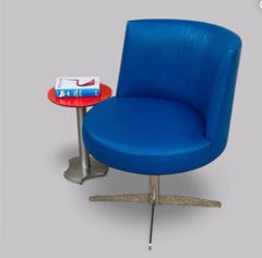 Martin Brattrud Studio Blue Leather Swivel Maitias Collection Model 1025 Chair