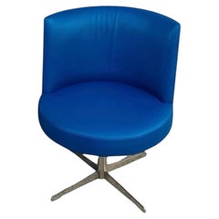 Martin Brattrud Studio Blue Leather Swivel Maitias Collection Model 1025 Chair