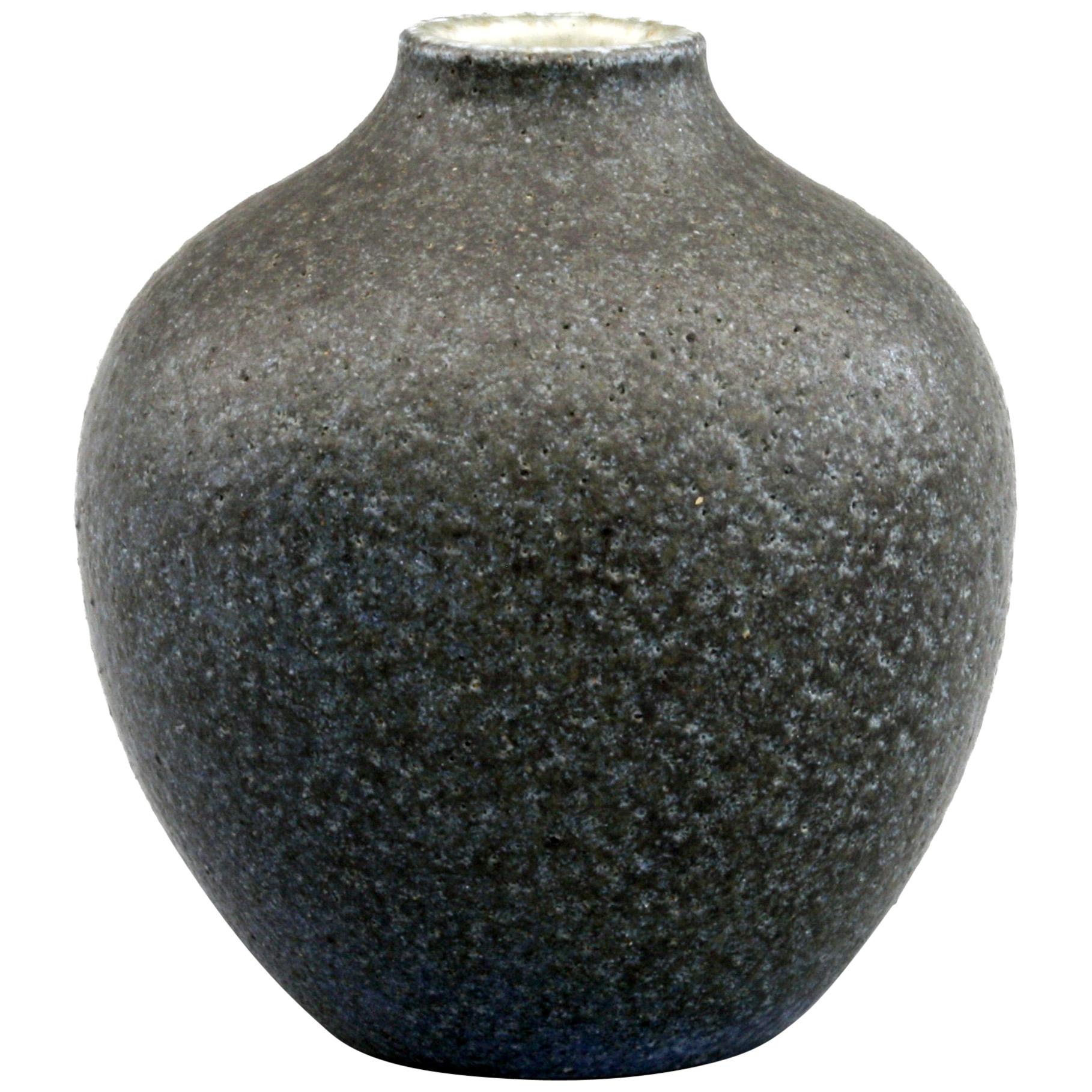 Martin Brothers Art Pottery Black Textured Glaze Vase by Walter Martin, 1901
