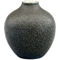 Martin Brothers Art Pottery Black Textured Glaze Vase by Walter Martin, 1901