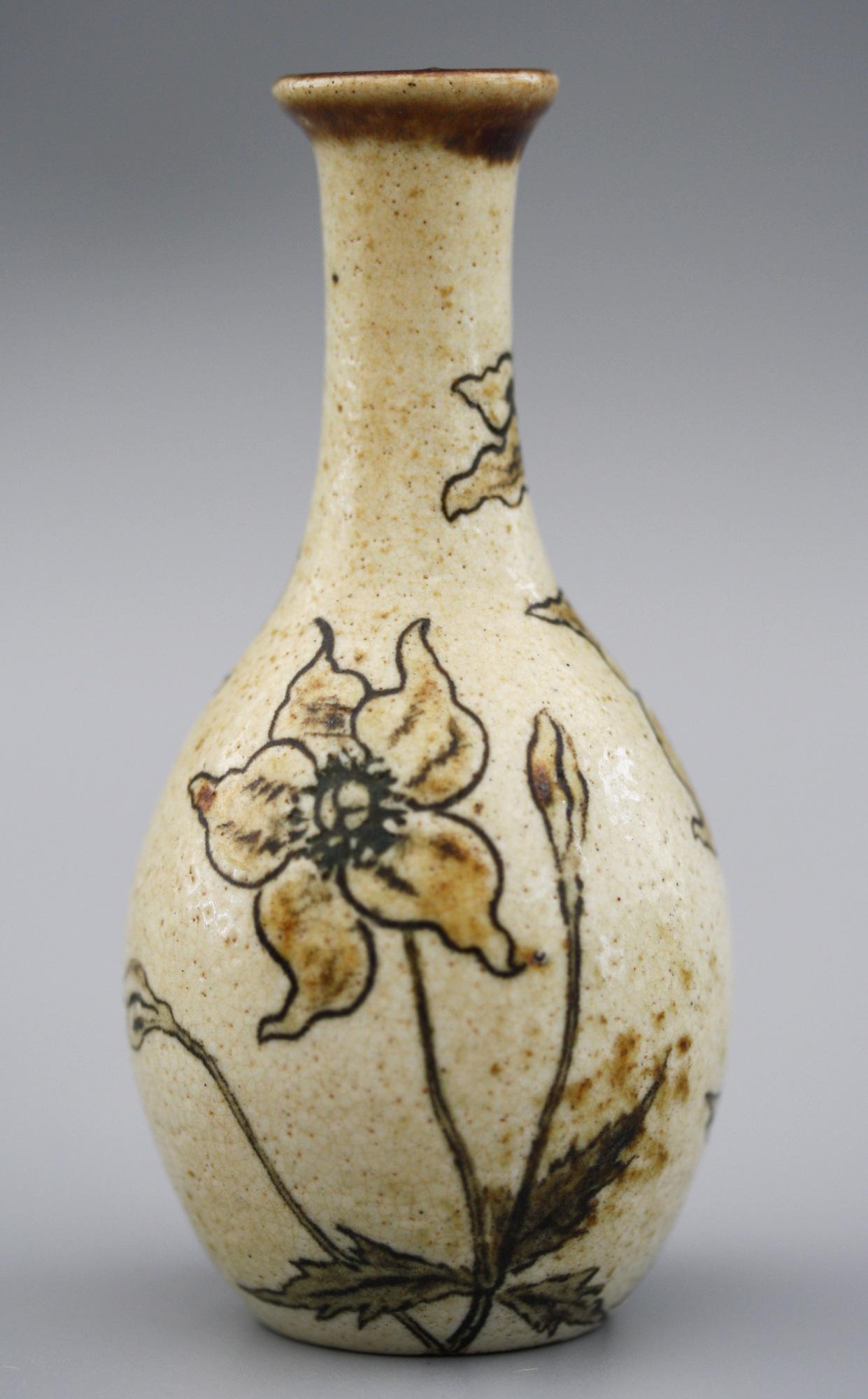 Martin Brothers Art Pottery Floral Design Vase, Dated 1897 1