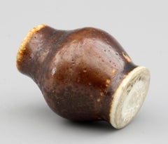 Martin Brothers Art Pottery Miniature Brown Glazed Vase by Walter Martin