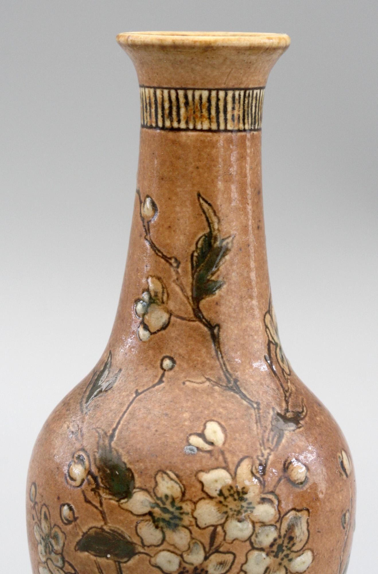 Martin Brothers Art Pottery Vase with Climbing Roses, Dated 1888 4