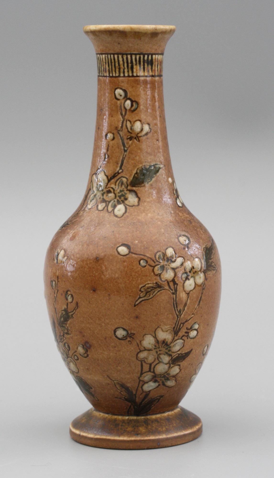 Martin Brothers Art Pottery Vase with Climbing Roses, Dated 1888 1