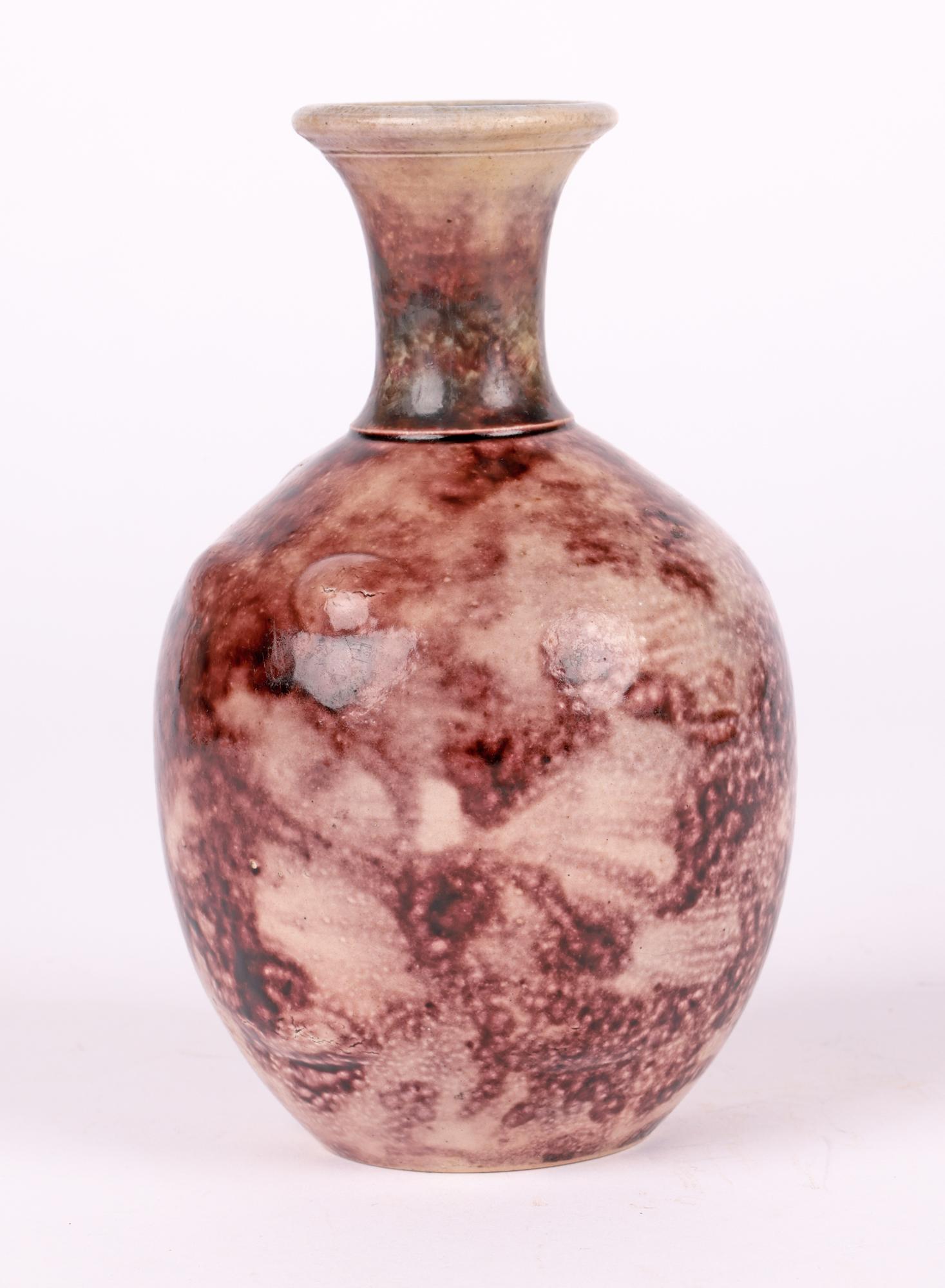 Martin Brothers Aubergine Mottle Glazed Bottle Vase For Sale 2