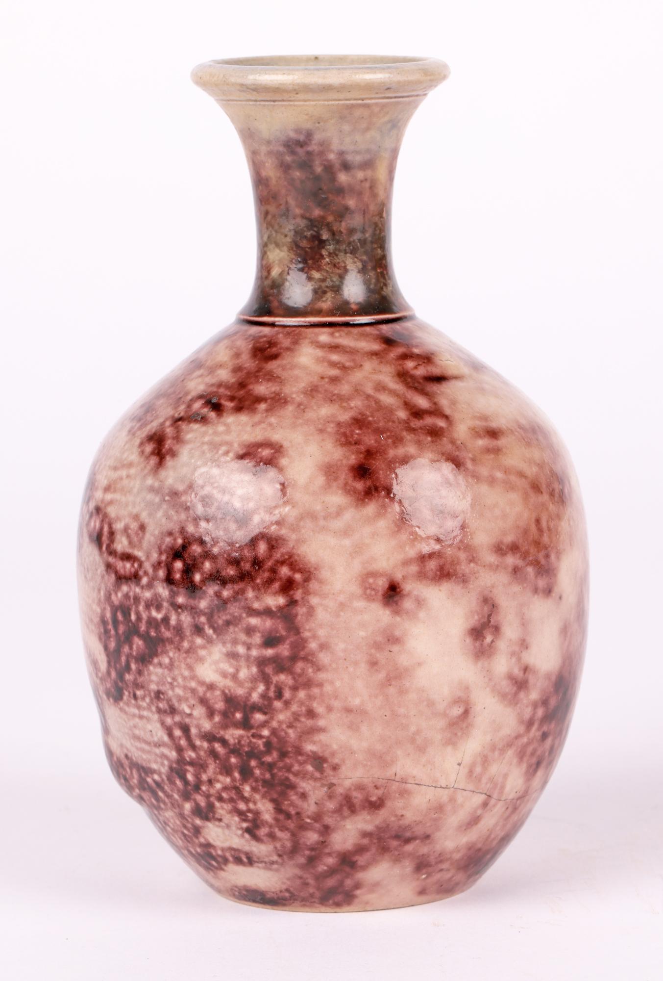 Stoneware Martin Brothers Aubergine Mottle Glazed Bottle Vase For Sale