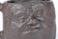 Martin Brothers Early Unglazed Black Pottery Double Face Mug