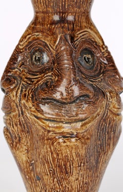 Martin Brothers Grotesque Four Faces Art Pottery Vase
