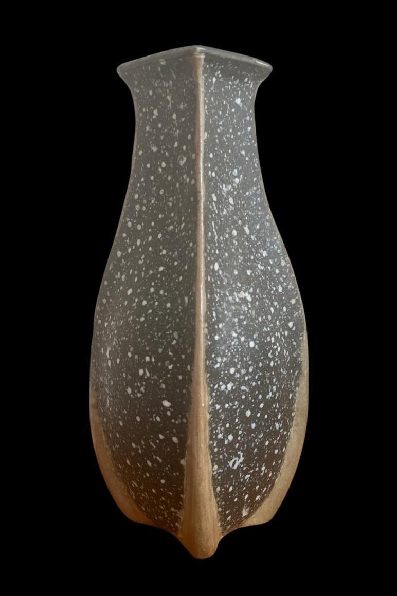 5264

Martin Brothers Square section Vase of elongated Gourd Form with a speckled glaze

Glaze bubble burst and a glaze loss to one of the protruding fronds

Dated 1901

27cm high.

 
