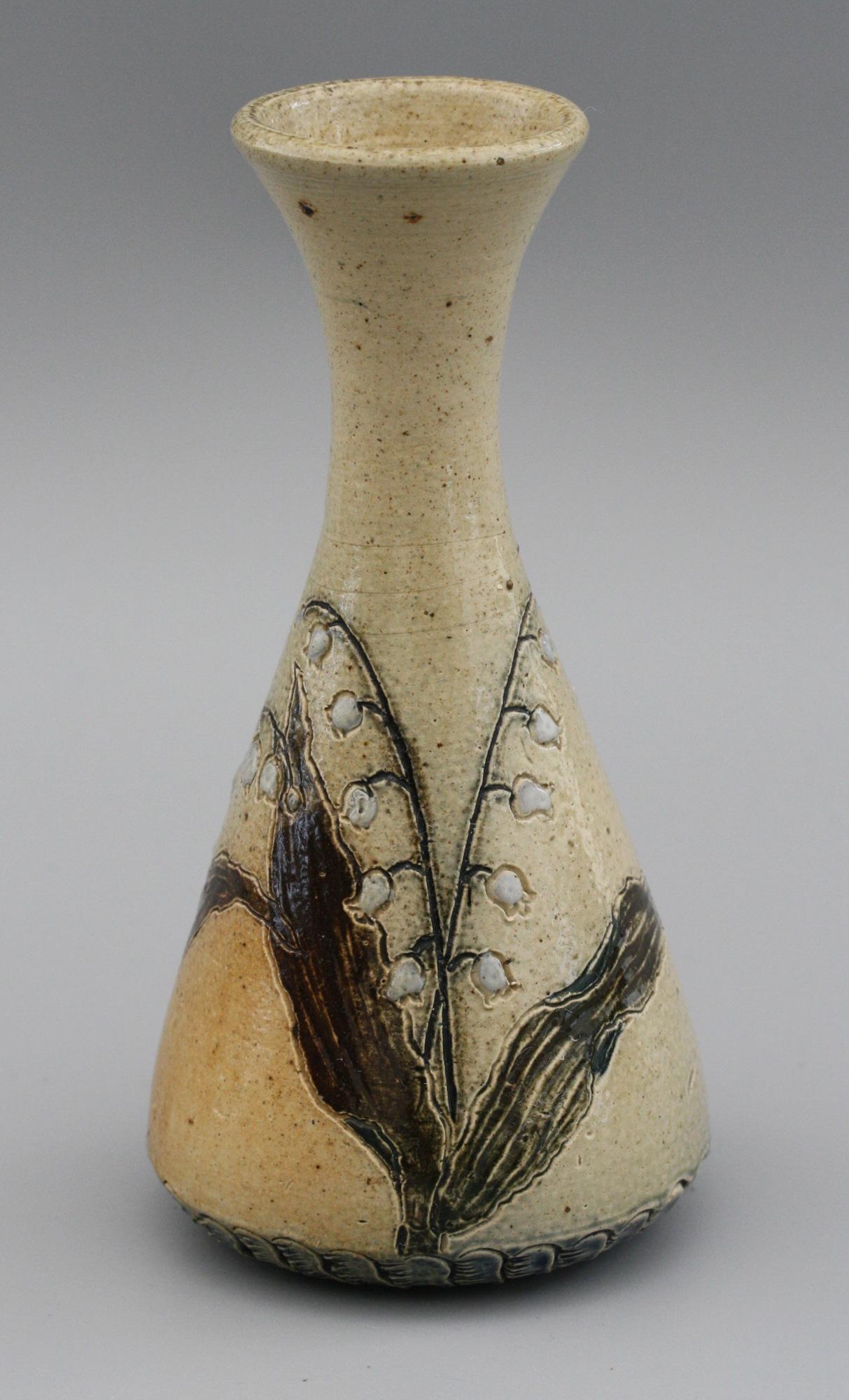 Martin Brothers Lily of the Valley Stoneware Art Pottery Vase, 19th Century 1