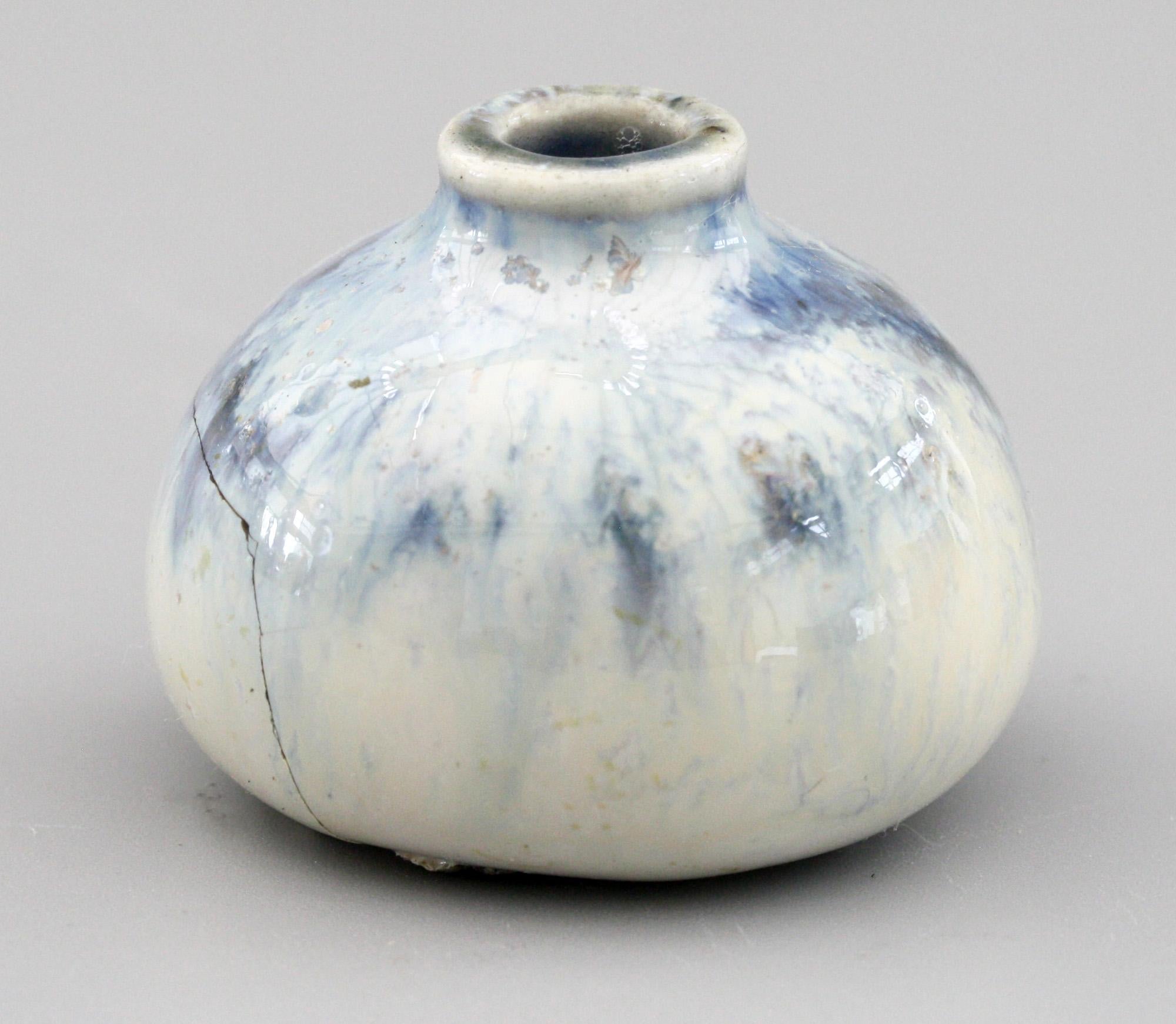 Martin Brothers Rare Art Pottery Miniature Blue Glazed Vase, 19th Century 4
