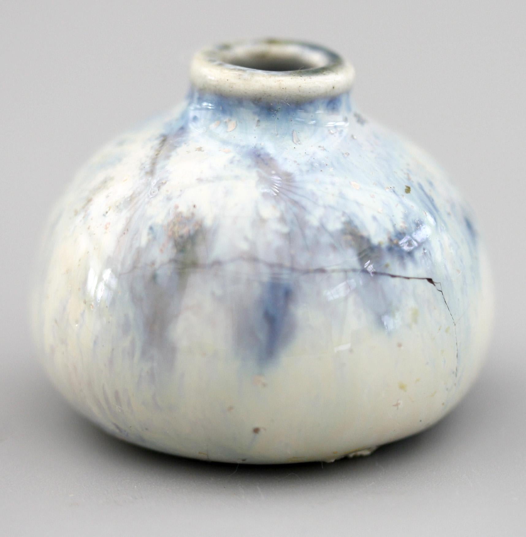 Martin Brothers Rare Art Pottery Miniature Blue Glazed Vase, 19th Century 3