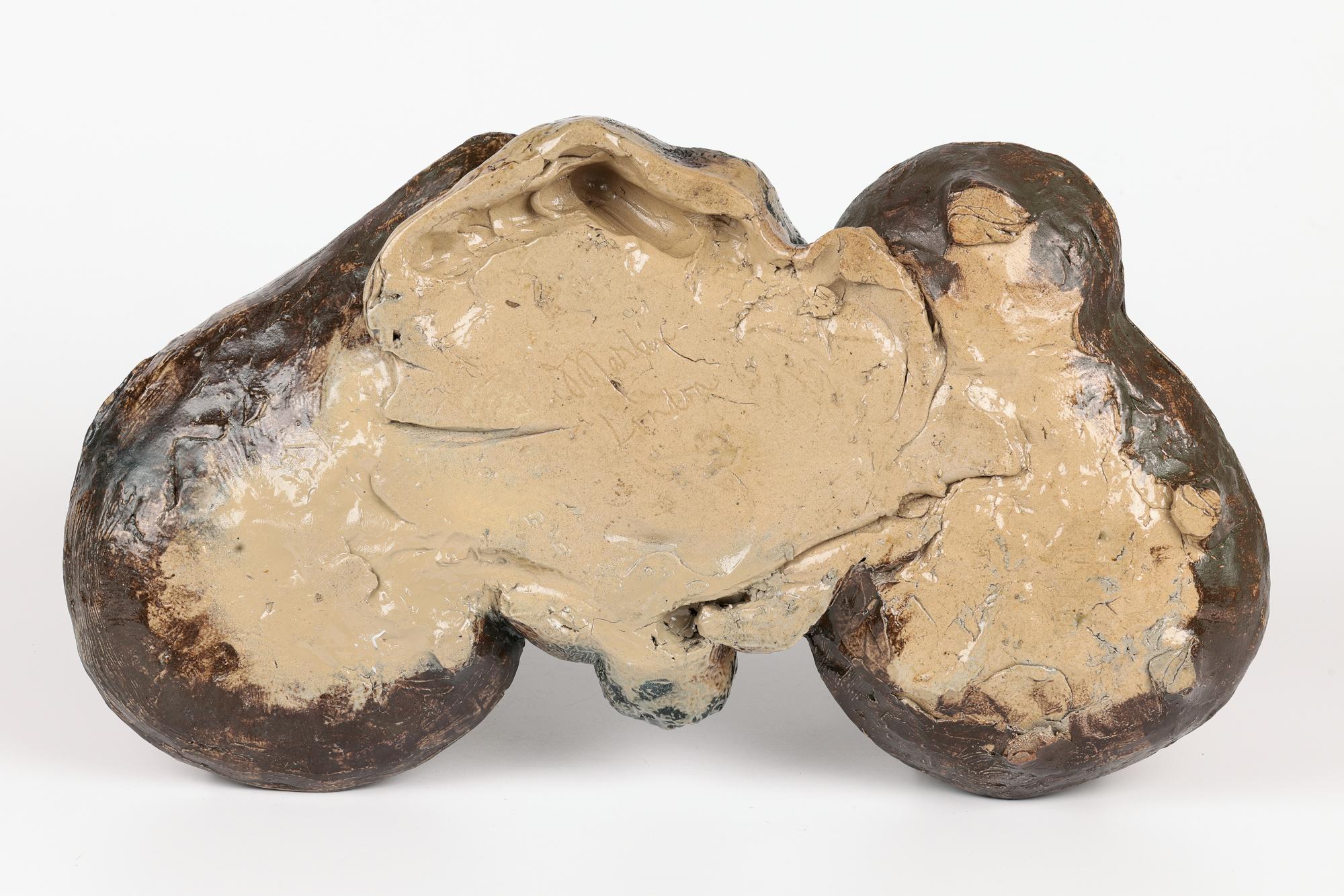 Martin Brothers Rare Grotesque Arm Wrestling Monkeys Stoneware Dish For Sale 6