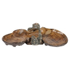 Martin Brothers Rare Grotesque Arm Wrestling Monkeys Stoneware Dish