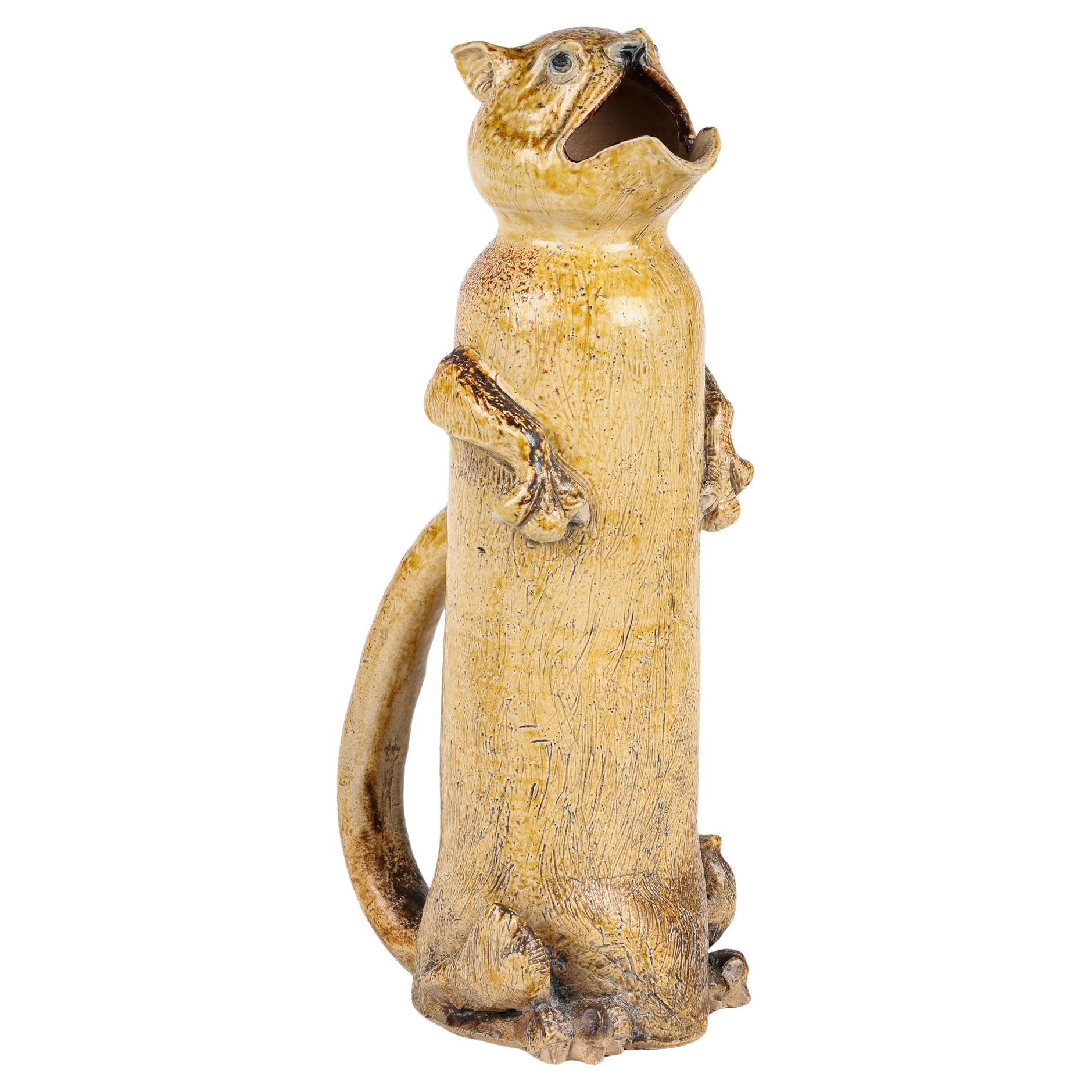 Martin Brothers Rare Large Tall Grotesque Spoon Warmer Jug For Sale