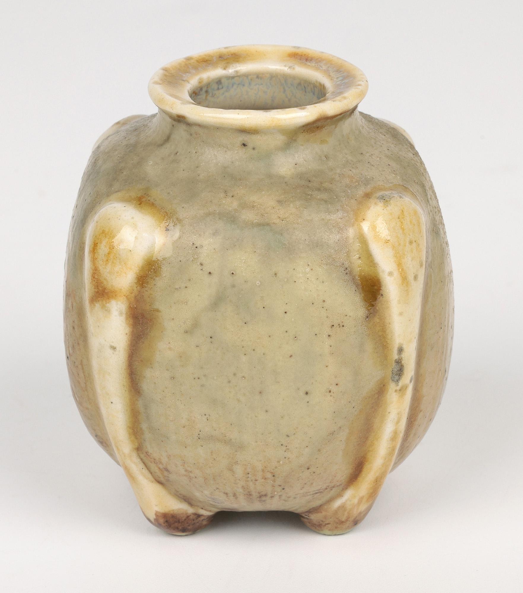 English Martin Brothers Southall Gourd Shaped Art Pottery Vase Dated 1901
