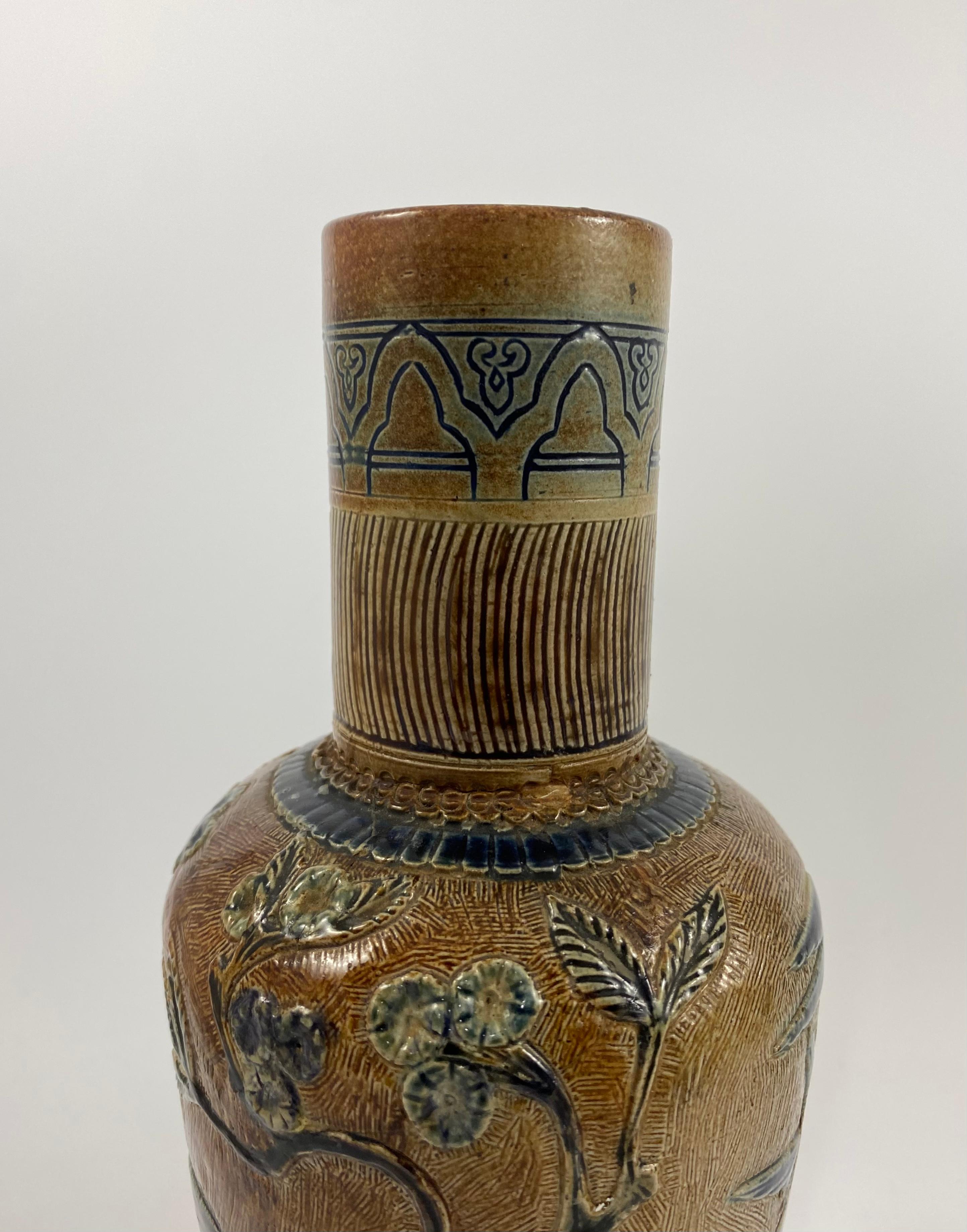 Fired Martin Brothers Stoneware ‘Herons’ Vase, Dated 1874