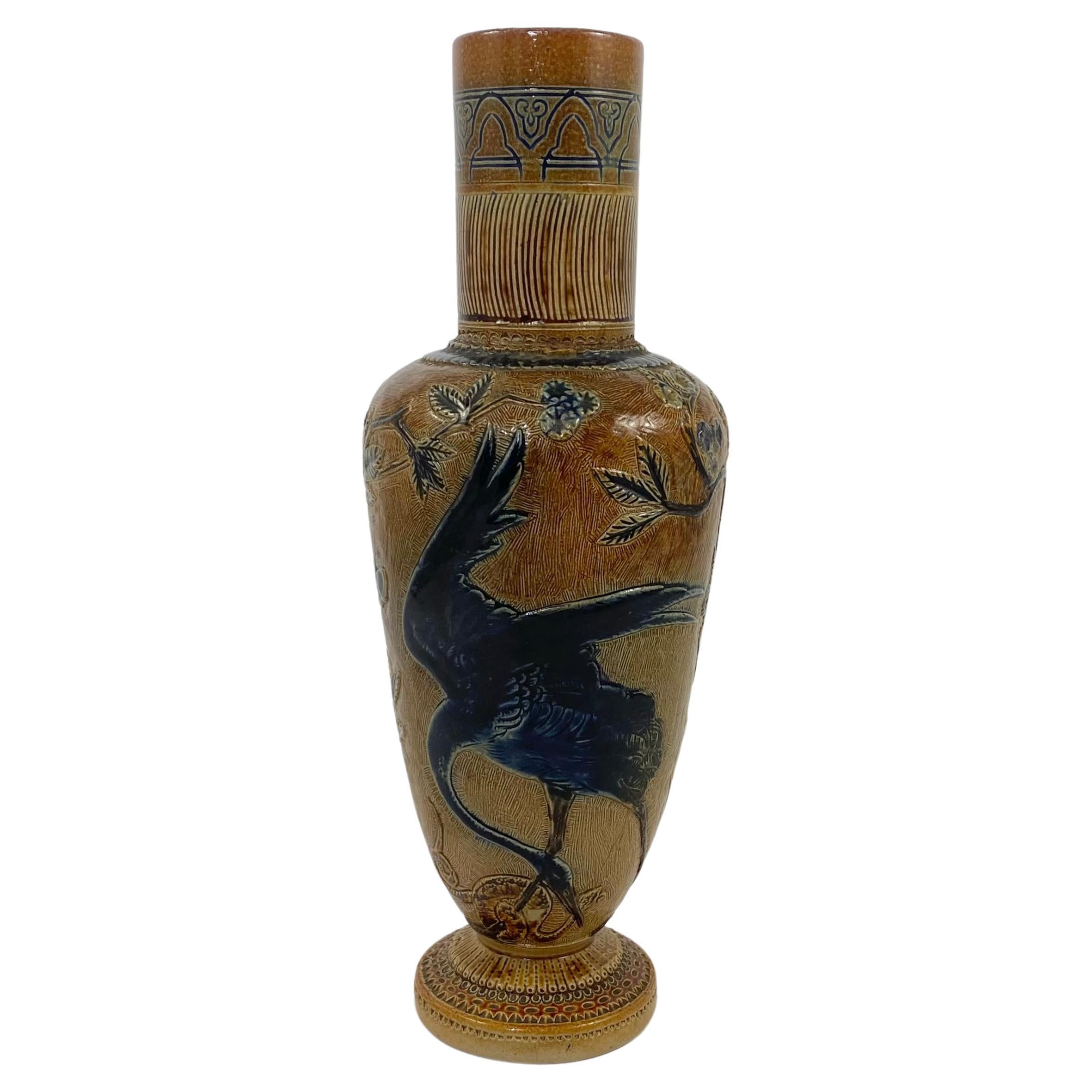 Martin Brothers Stoneware ‘Herons’ Vase, Dated 1874
