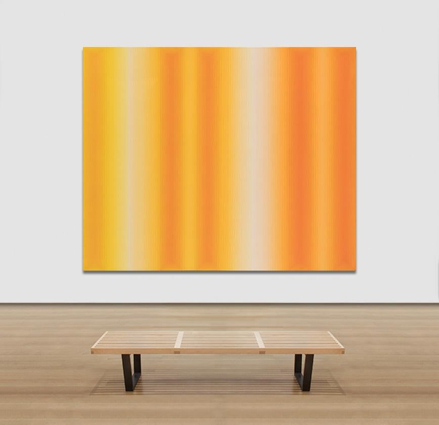 Questo dipinto del 1967 di Martin Canin, intitolato Early Autumn (inizio autunno), è un ottimo esempio del movimento Color Field, che fonde tonalità vibranti in un gradiente continuo di gialli, arancioni e oro. Le bande verticali di colore evocano