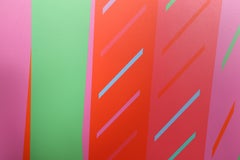 Serigrafía abstracta de rayas de colores de Martin Canin 1972