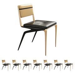 "Martin" Stuhl, Satz von acht, mit Bronze 
Edelstahl, Leder, Istanbul