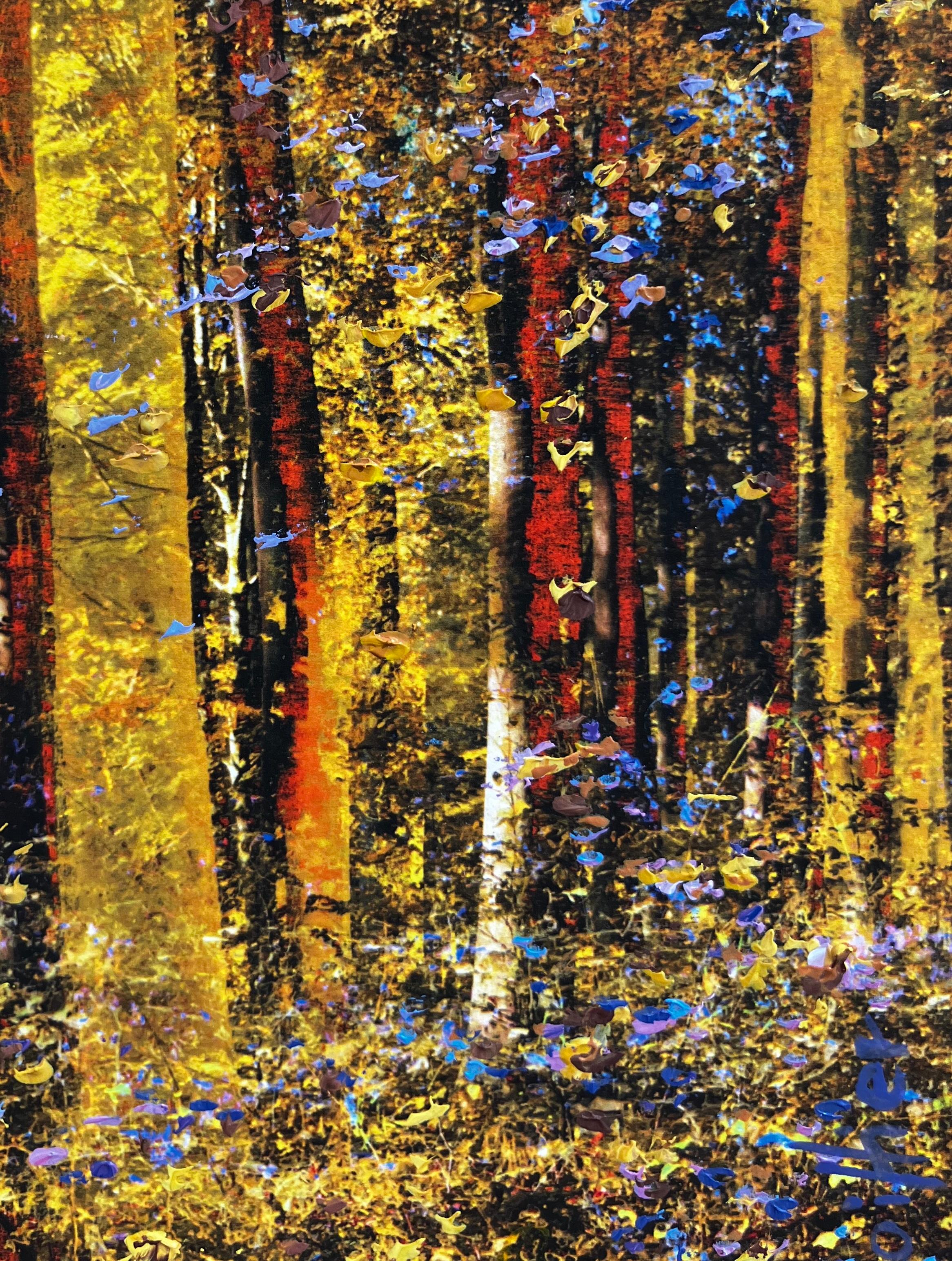 'Dreams' Unique Artwork of a Forest in Yellow, Pink, Purple, Blue, Trees For Sale 1