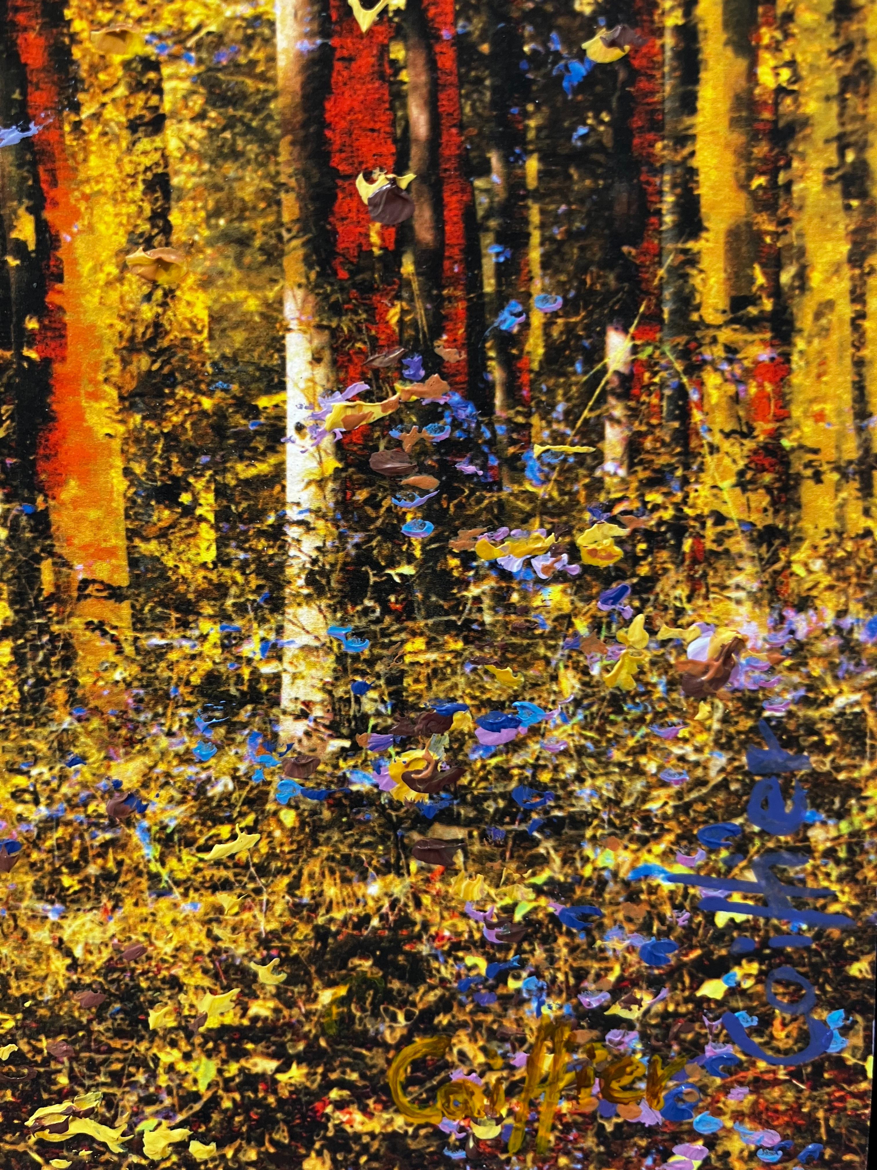 'Dreams' Unique Artwork of a Forest in Yellow, Pink, Purple, Blue, Trees For Sale 2