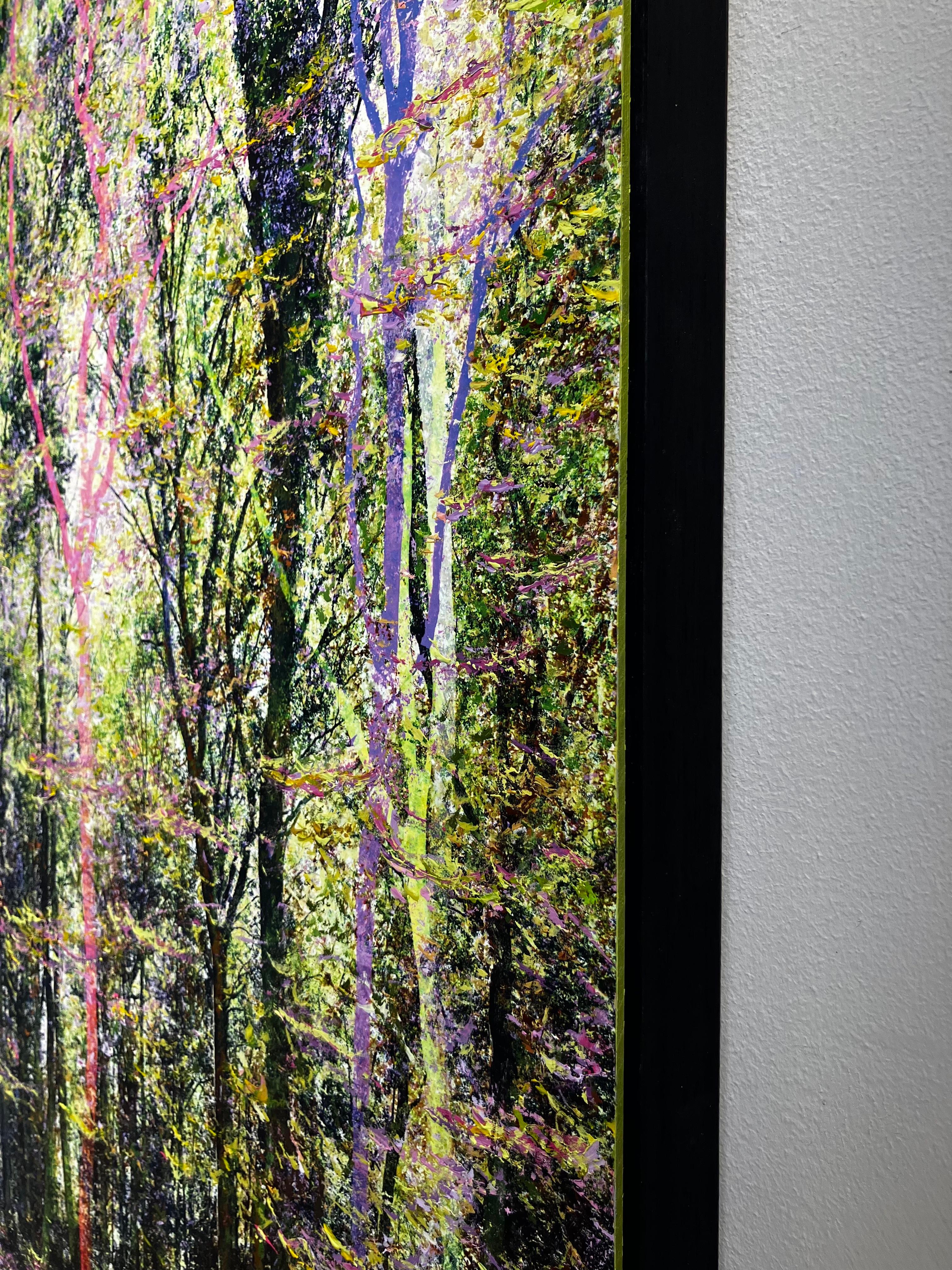 'Sweet Melody' Unique Artwork of a Forest in Yellow, Pink, Purple, Green For Sale 4