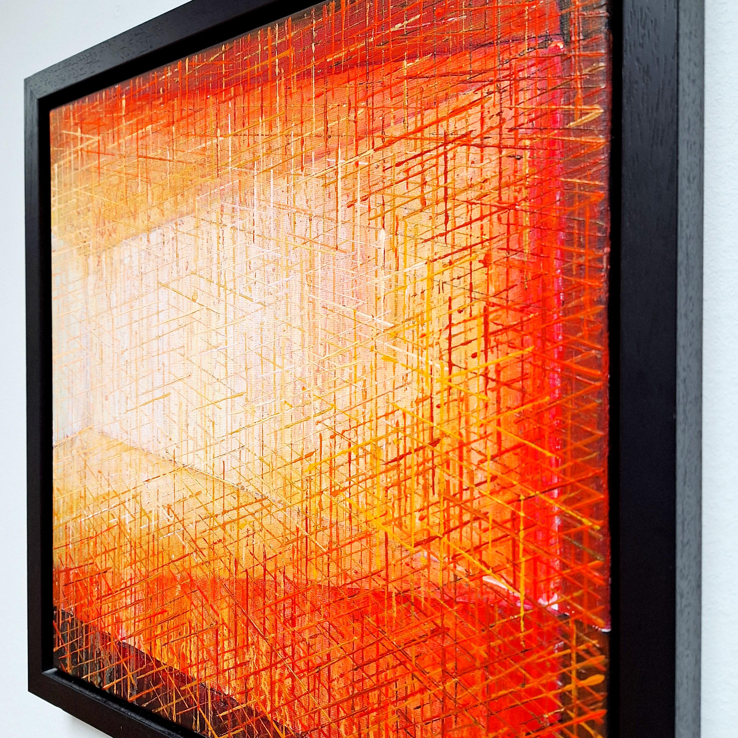 A202148 - contemporary modern abstract geometric painting on canvas - Orange Abstract Painting by Martin Copier
