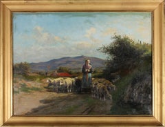 Martin Coulaud (1860-1906) – Ölgemälde des späten 19. Jahrhunderts, die ihre Uhr leitet