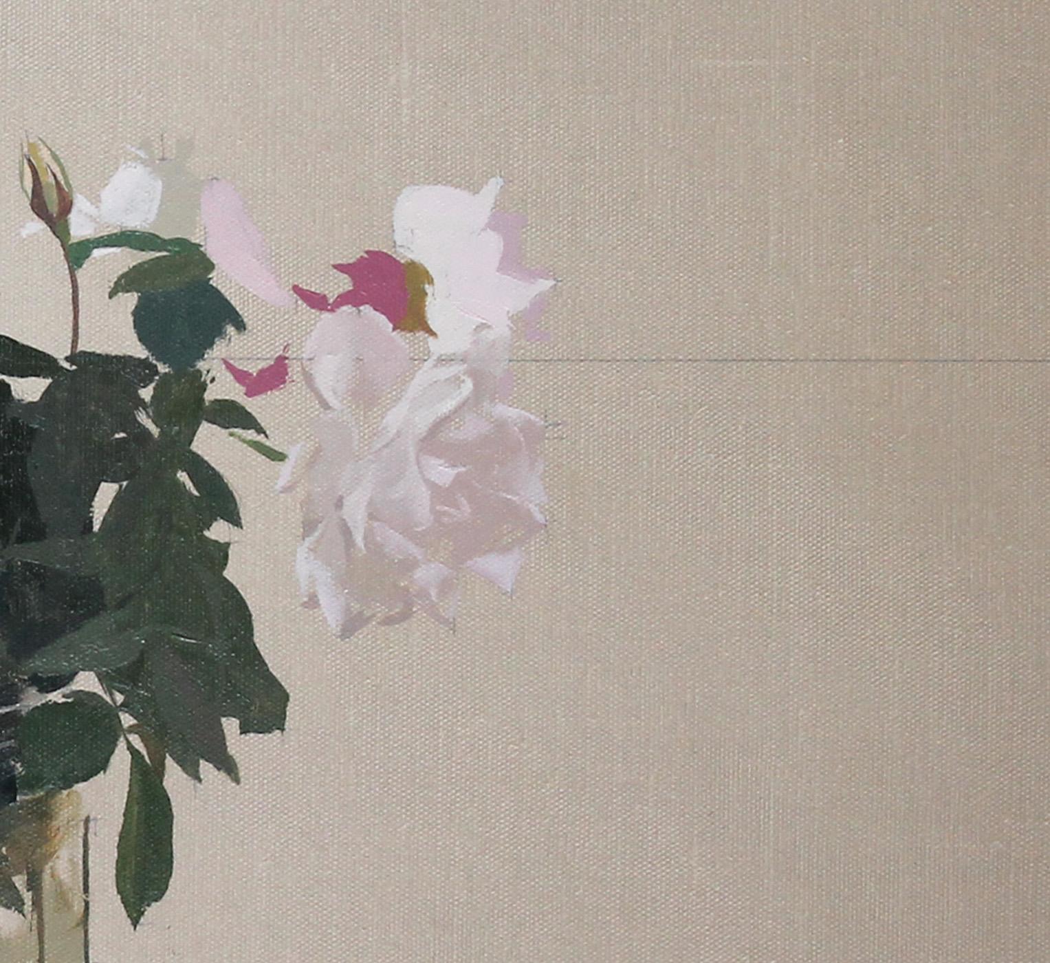 Garden Roses 1 - Gray Still-Life Painting by Martin Dimitrov
