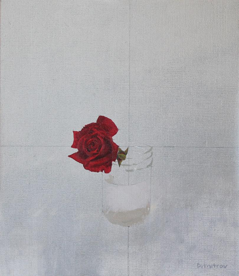 Still-Life Painting Martin Dimitrov - Rose rouge 