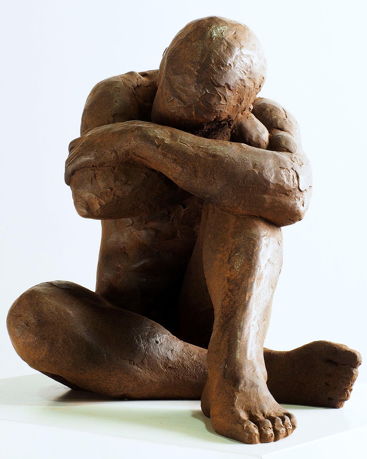 Big Act of Naked Man - Martín Duque Impressionist Bronze layer Sculpture For Sale 2