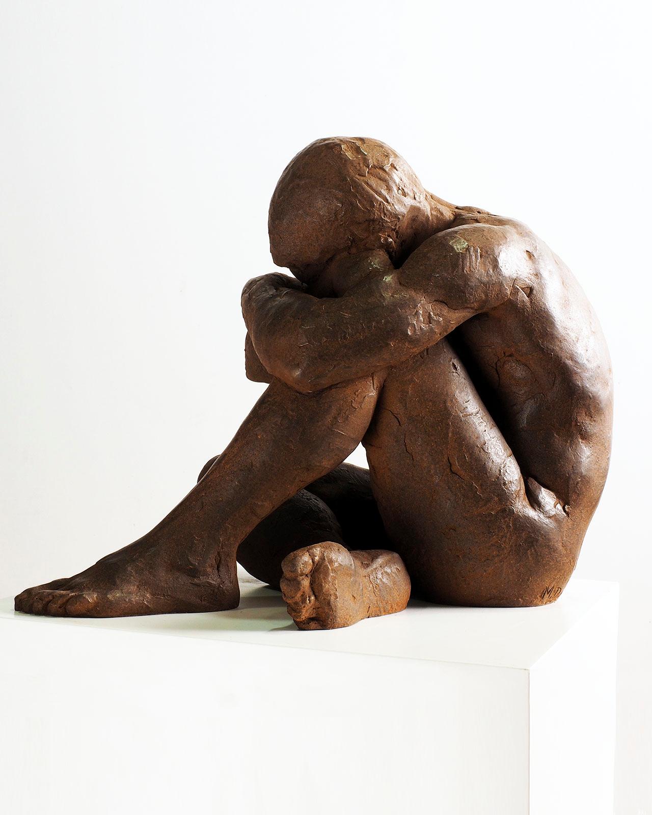 Big Act of Naked Man - Martín Duque Impressionist Bronze layer Sculpture For Sale 3