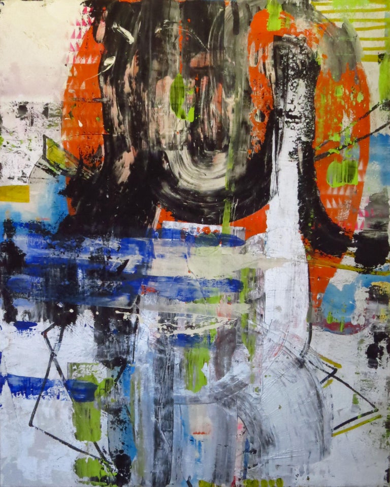 Martin Durazo Abstract Black And White Large Orange Gray Blue Lime Green Painting For Sale At 1stdibs