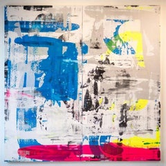 Contemporary, Abstract, Large Scale, Painting, Canvas, Neon, Blue, Pink, Yellow