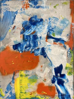 Shiatsu, medium, abstract, blue, orange, yellow, warm, 