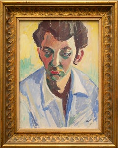 Portrait of a Man by Swedish Artist Martin Eder, 1954, Gouache on Masonite