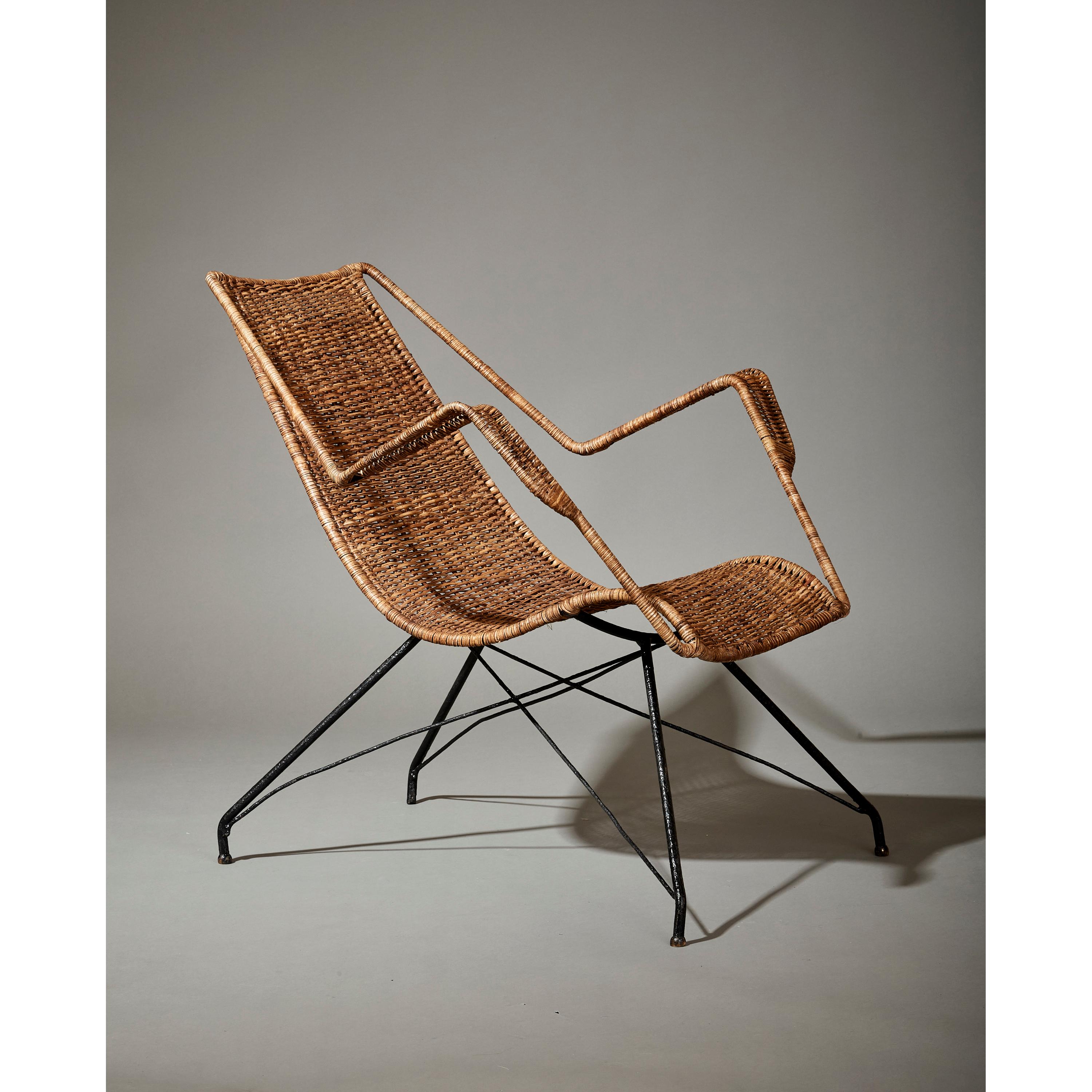 Martin Eisler and Carlo Hauner Rare Pair of Rattan Armchairs, Brazil, 1950 For Sale 6