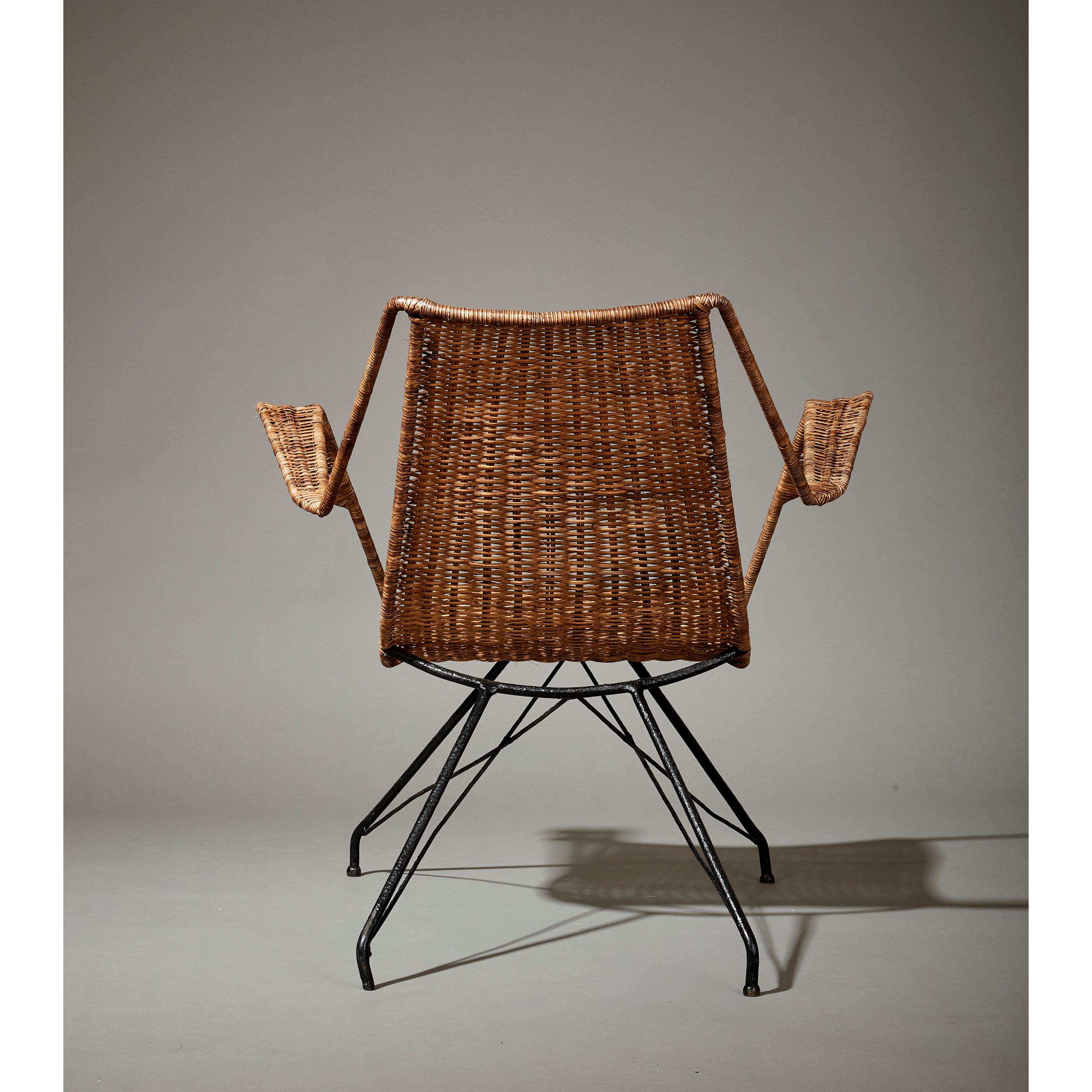 Paire de fauteuils en rotin rares Martin Eisler et Carlo Hauner, Brésil, 1950 en vente 10