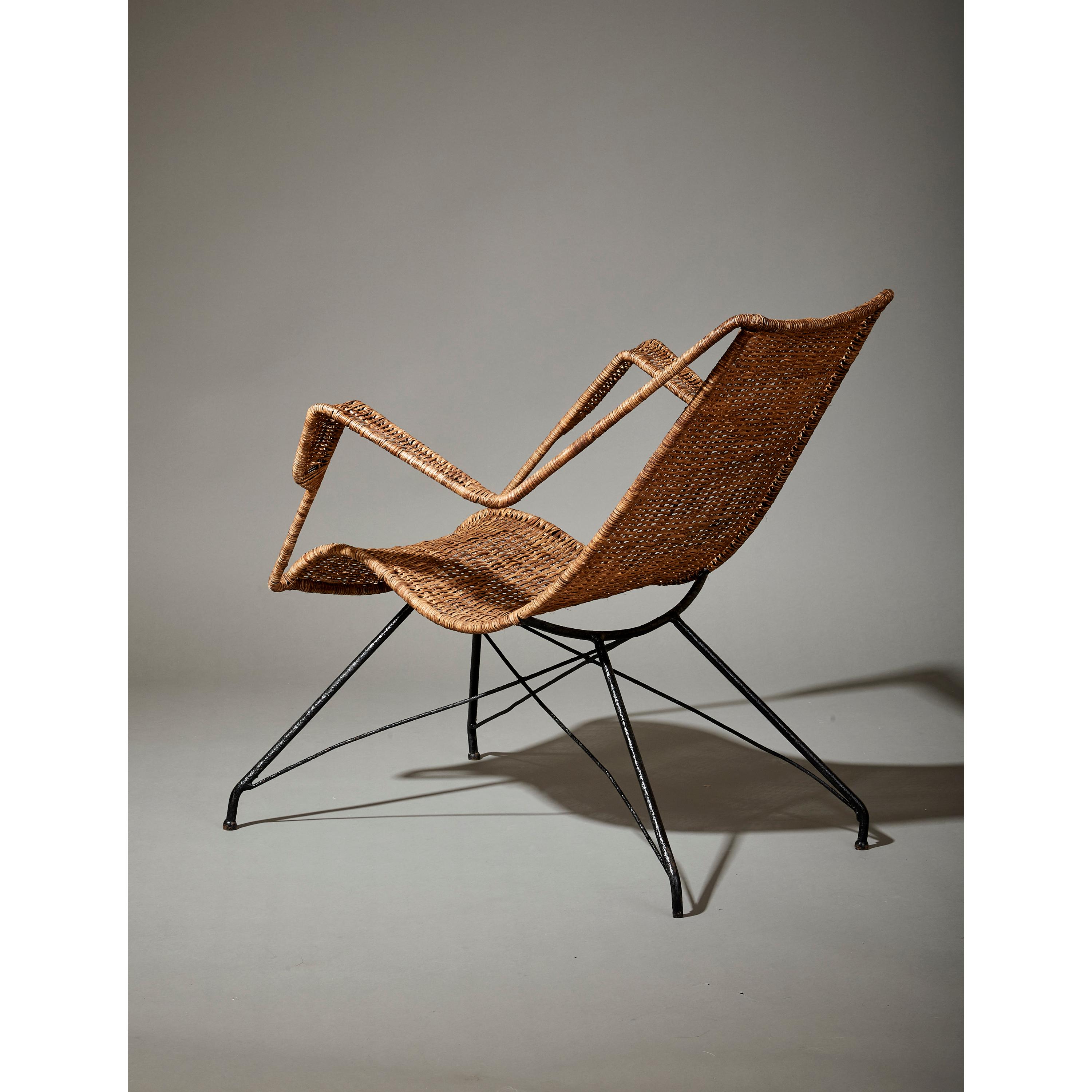 Martin Eisler and Carlo Hauner Rare Pair of Rattan Armchairs, Brazil, 1950 For Sale 11