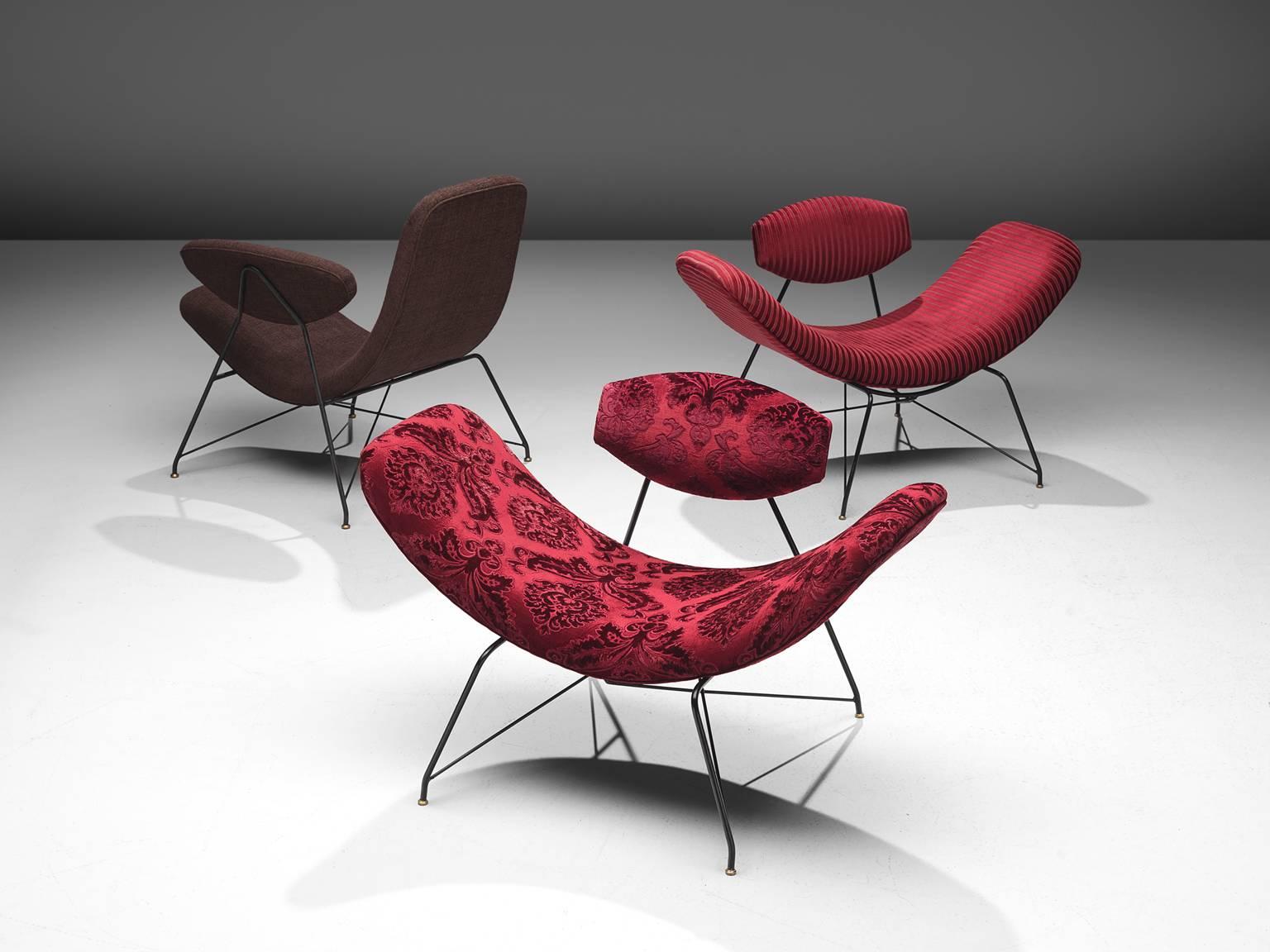 Martin Eisler Armchairs in Red Velvet 1