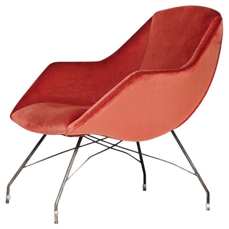 Milieu du XXe siècle Fauteuil brésilien «cha » rouge brûlé de coucher de soleil par Martin Eisler & Carlo Hauner en vente