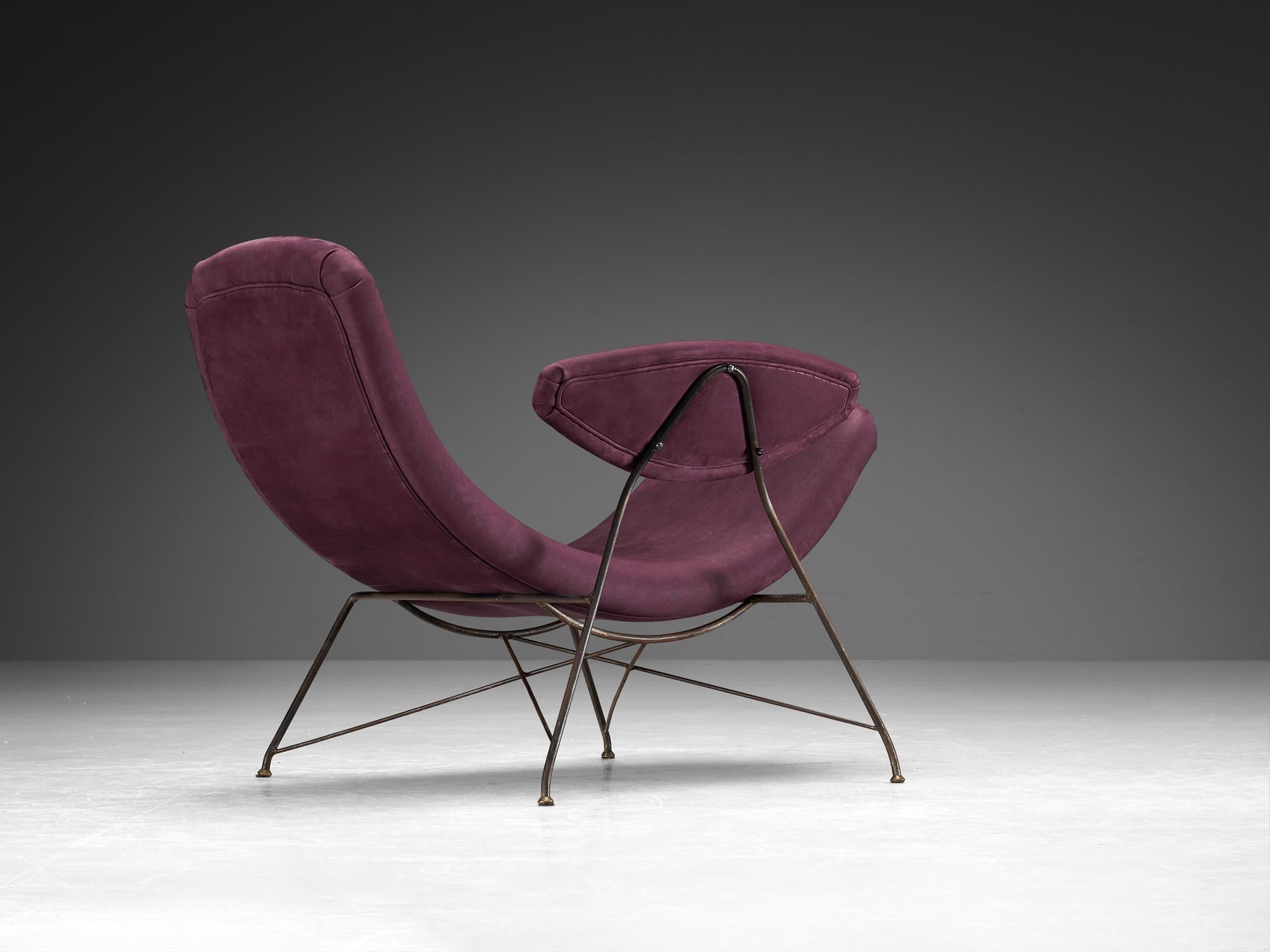 Mid-Century Modern Martin Eisler & Carlo Hauner Early Edition 'Reversible' Chairs in Leather  For Sale