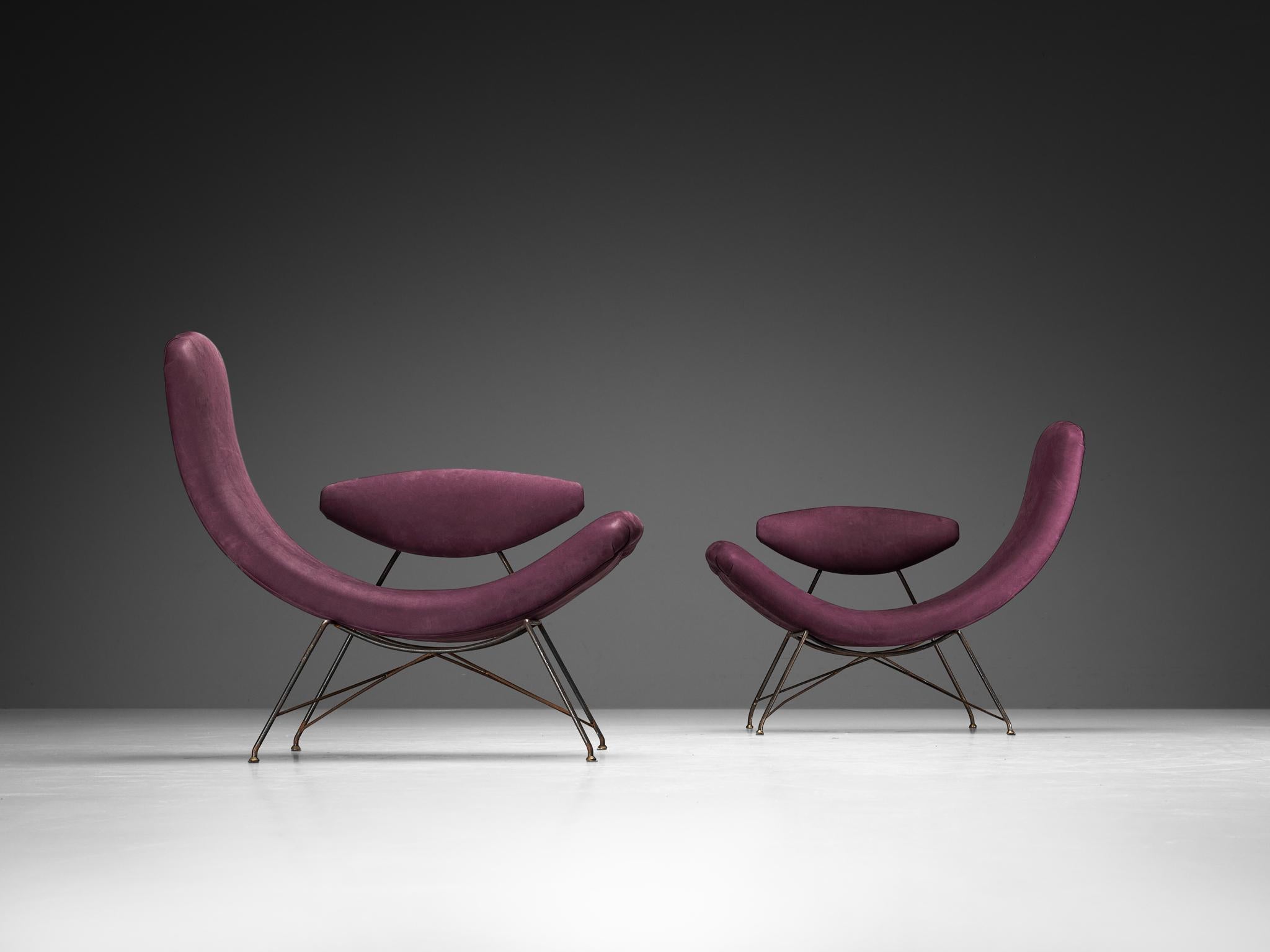 Brazilian Martin Eisler & Carlo Hauner Early Edition 'Reversible' Chairs in Leather  For Sale