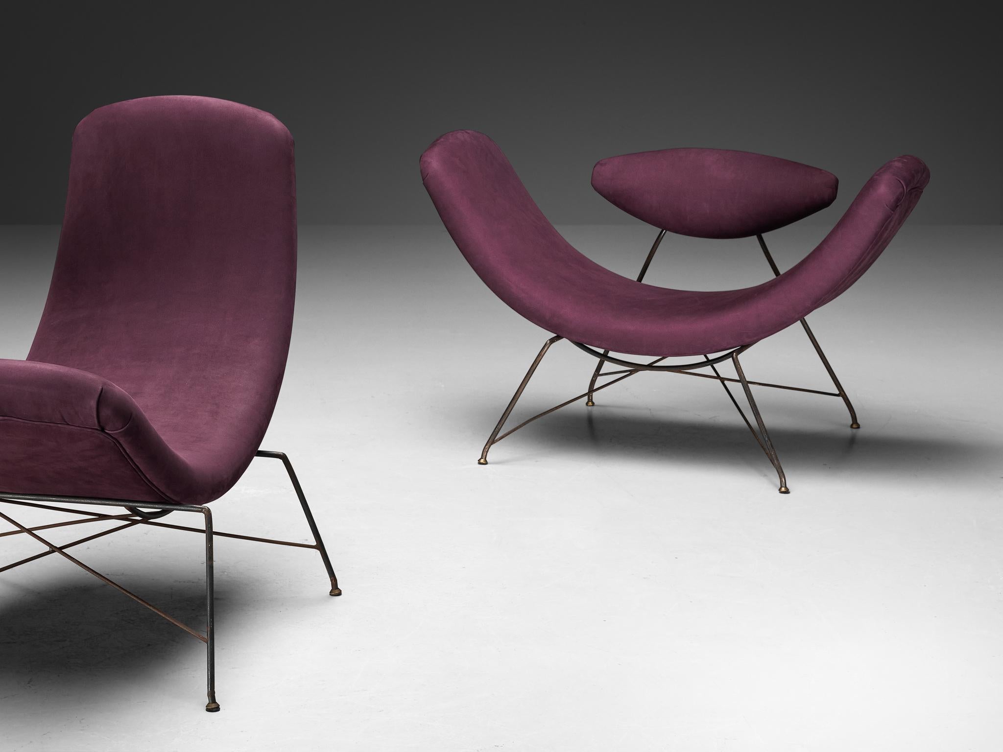 Martin Eisler & Carlo Hauner Early Edition 'Reversible' Chairs in Leather  In Good Condition For Sale In Waalwijk, NL