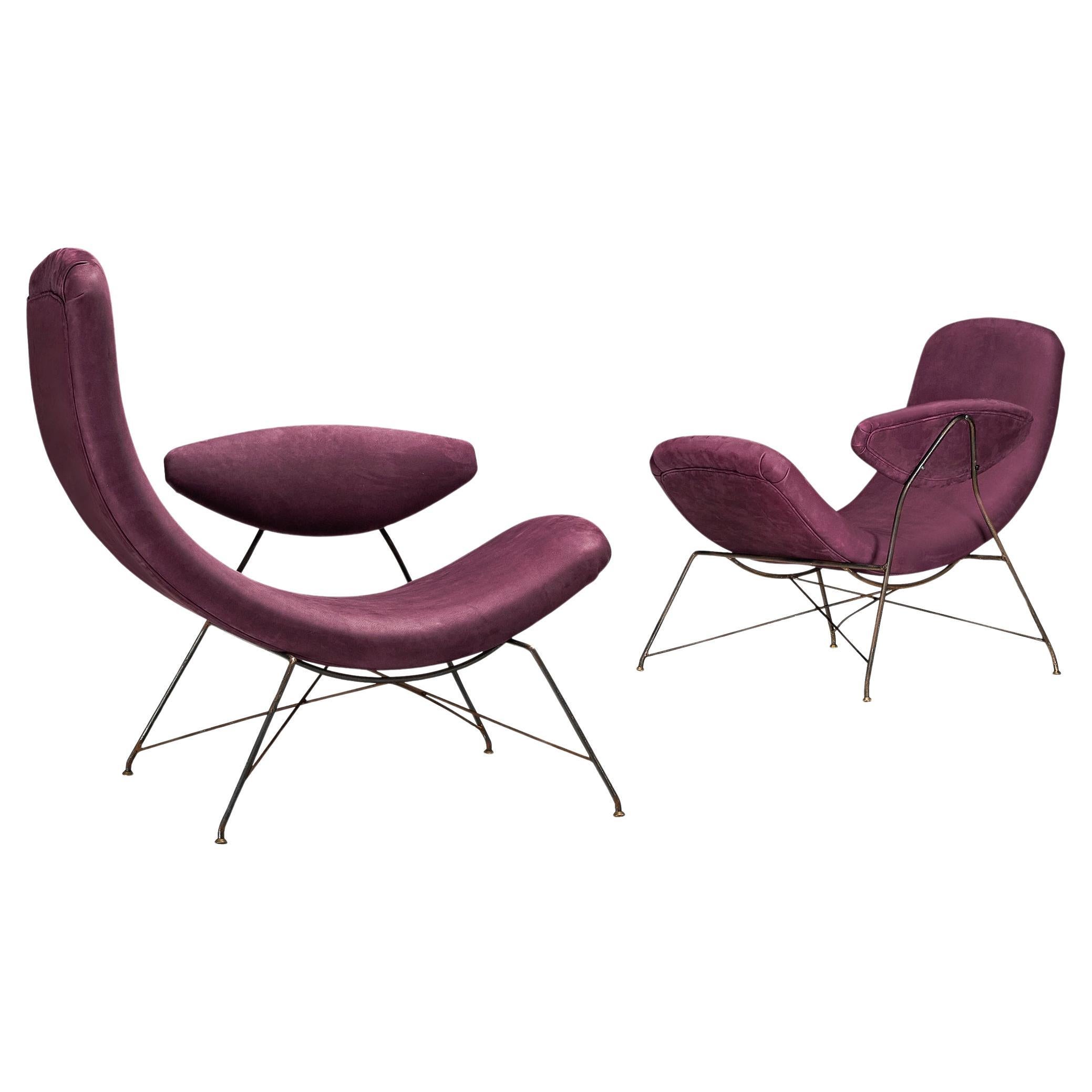 Martin Eisler & Carlo Hauner Early Edition 'Reversible' Chairs in Leather  For Sale