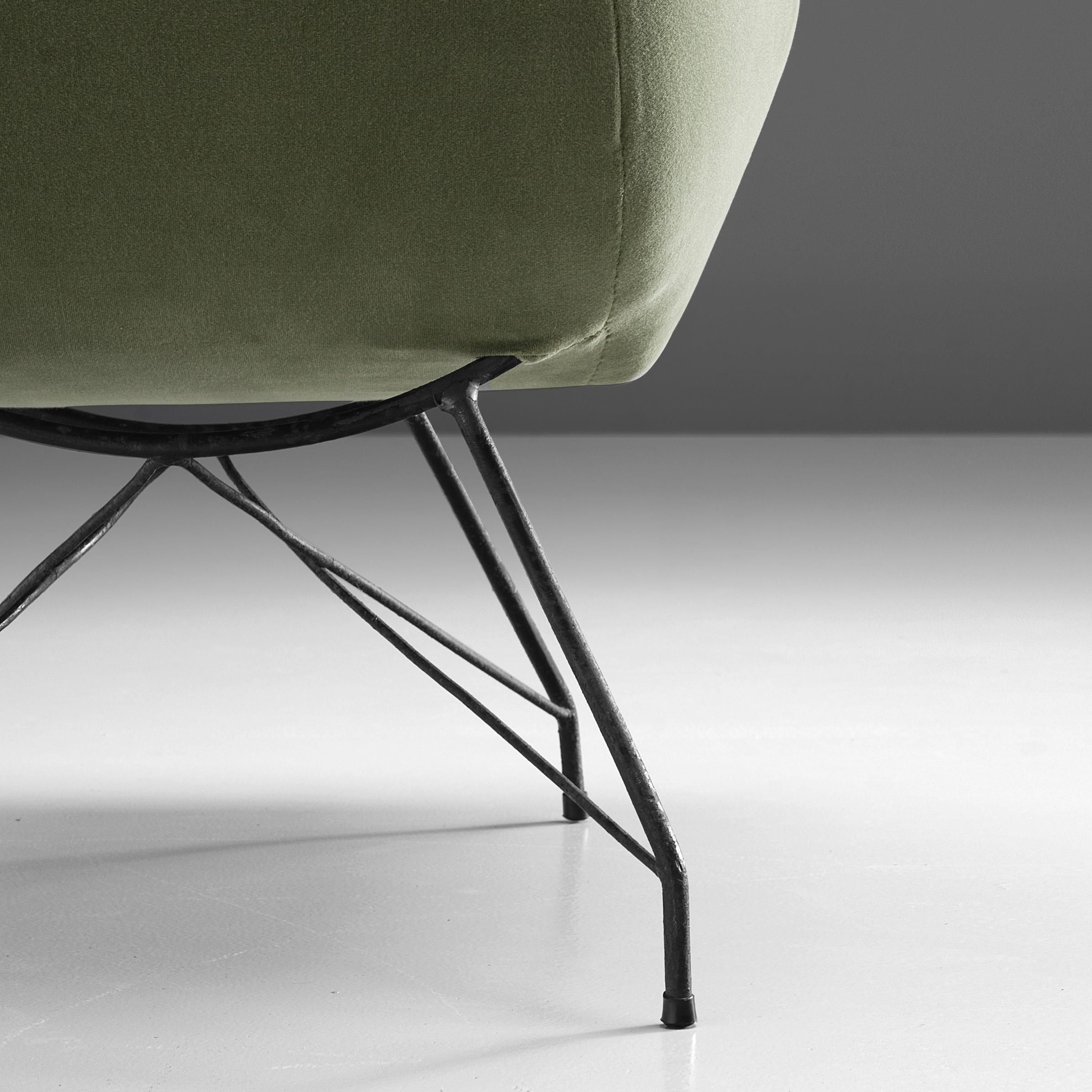 Mid-Century Modern Martin Eisler & Carlo Hauner Lounge Chair in Green Velvet