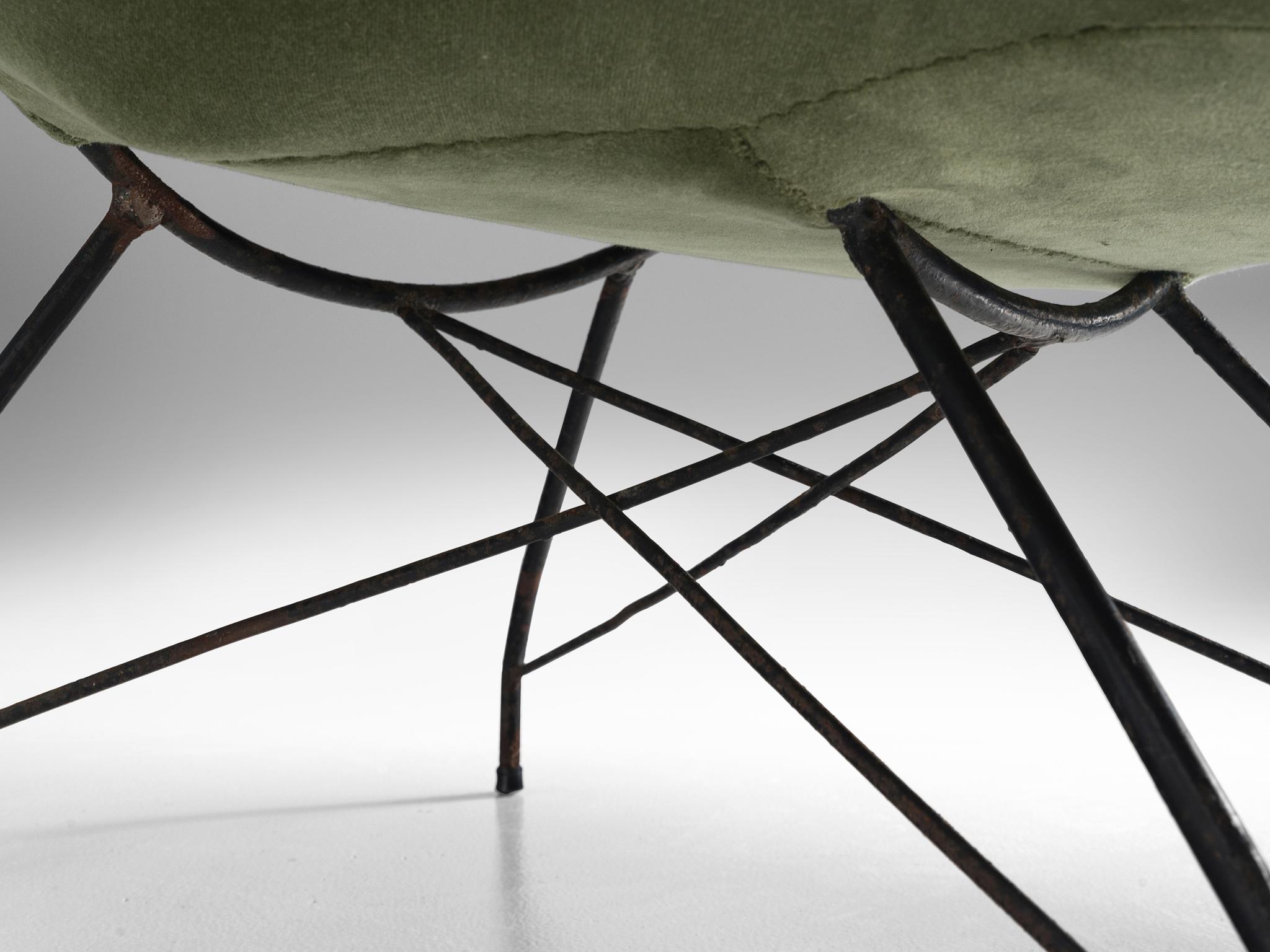 Mid-20th Century Martin Eisler & Carlo Hauner Green Velvet Lounge Chair